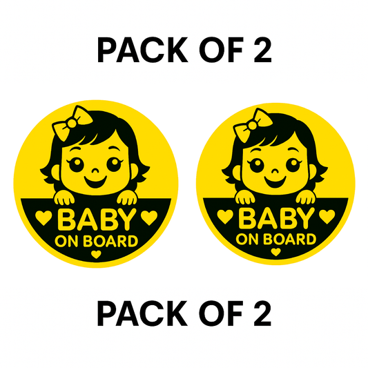 Smeeps Baby on Board Car Sticker – 14 x 14 cm Round Safety Alert Decal for Cars – Yellow & Black