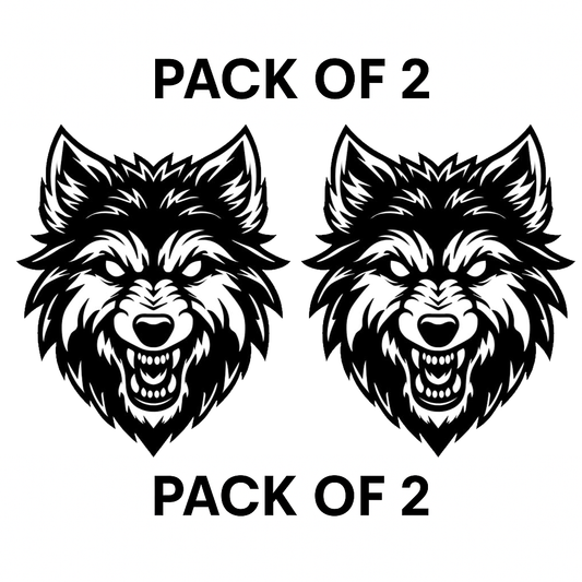 Smeeps Wolf Head Sticker – 14 x 17 cm | Bold Black & White Tribal Design | Fierce Animal Graphic for Cars