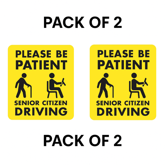 Smeeps Senior Citizen Driving Car Sticker – 14 x 12.7 cm Yellow Safety Alert Decal for Cars