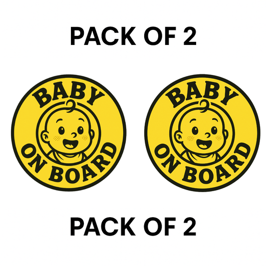 Smeeps Baby On Board Sticker – 13.97 x 13.97 cm Round | Smiling Baby Face in Bold Yellow | Waterproof Vinyl Car Safety Sign