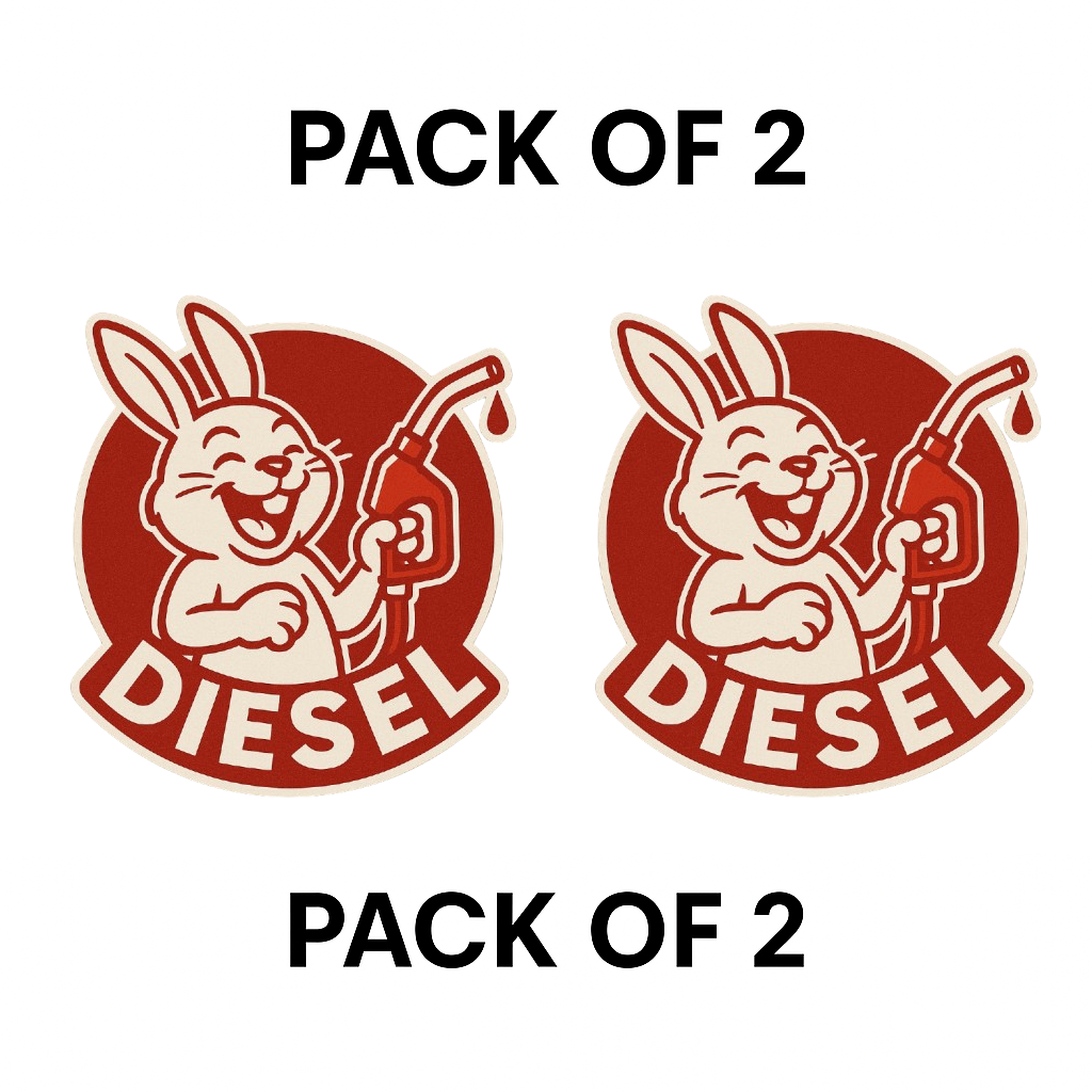 Smeeps Laughing Diesel Bunny Sticker – 8.4 x 7.8 cm Fuel-Themed Car Decal with Fun Cartoon Rabbit & Nozzle Design | Waterproof Vinyl for Cars Only