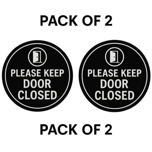 Pack of 2 | Smeeps “Please Keep Door Closed” Round Sign – 15.24 cm | Circle Door Sticker for Offices, Labs & Private Areas | Waterproof & Durable | Clear Bold Text & Icon