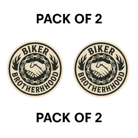 Smeeps Biker Brotherhood Sticker – 10.16 x 10.16 cm | Vinyl Bike Tank Decal (Vintage Chain & Grip Design)