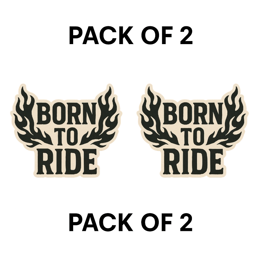 Smeeps Born to Ride Sticker – 10.16 x 10.16 cm | Flame Design Vinyl Bike Decal (Bold Beige & Black Theme)