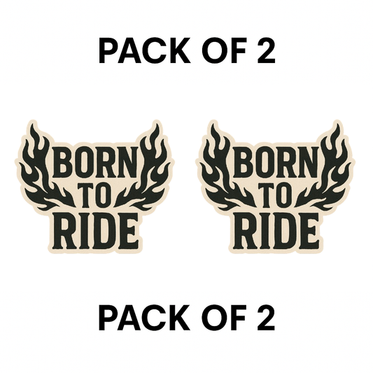 Smeeps Born to Ride Sticker – 10.16 x 10.16 cm | Flame Design Vinyl Bike Decal (Bold Beige & Black Theme)