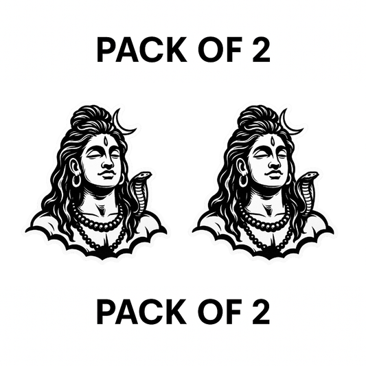 Smeeps Adiyogi Shiva Sticker – Black & White Sacred Calm | 10.16 x 7.62 cm | Vinyl for Bike & Car Use