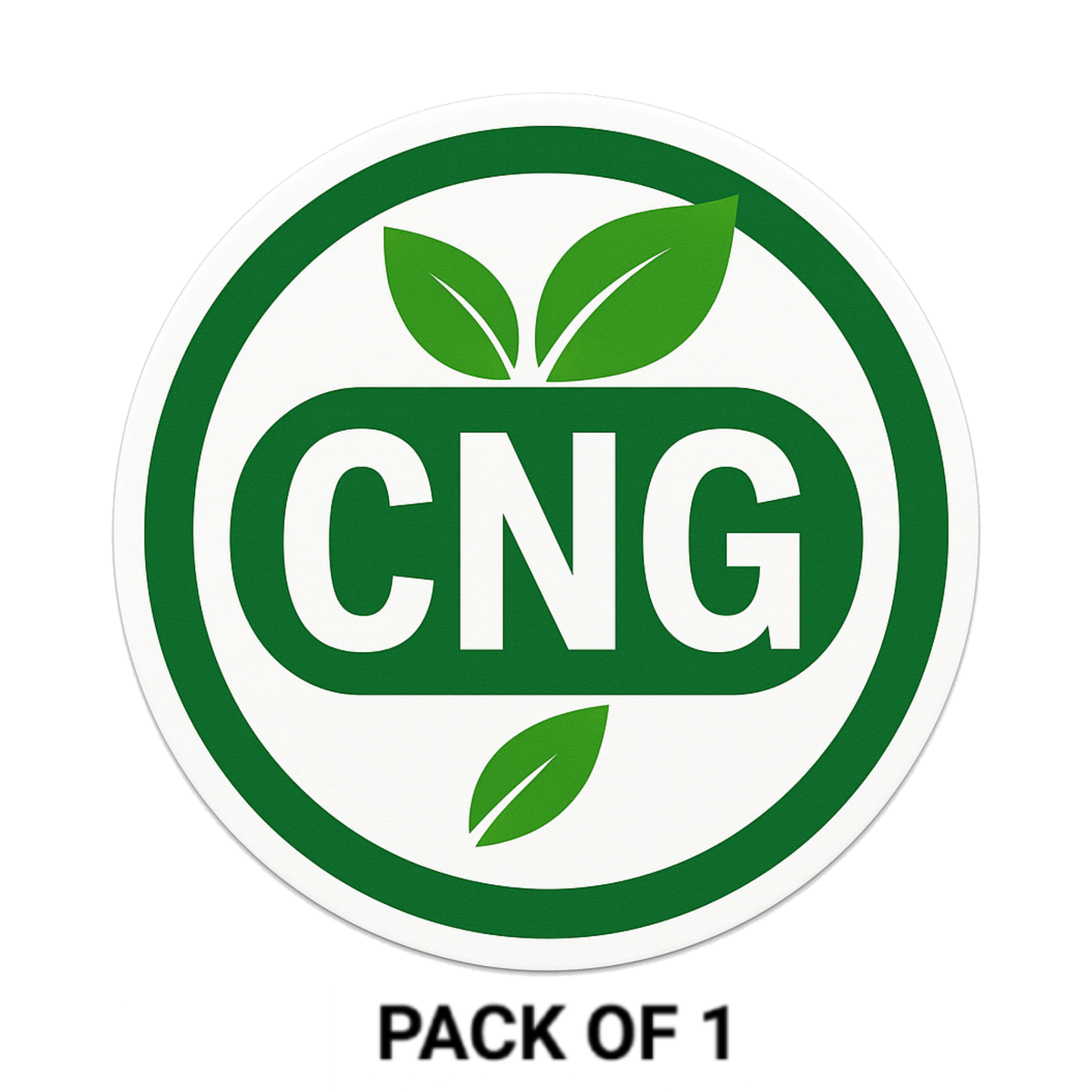 Smeeps CNG Round Leaf Sticker – 10.16 x 10.16 cm Eco Green Circle Car & Bike Vinyl Decal | Waterproof | Clear CNG Fuel Identification