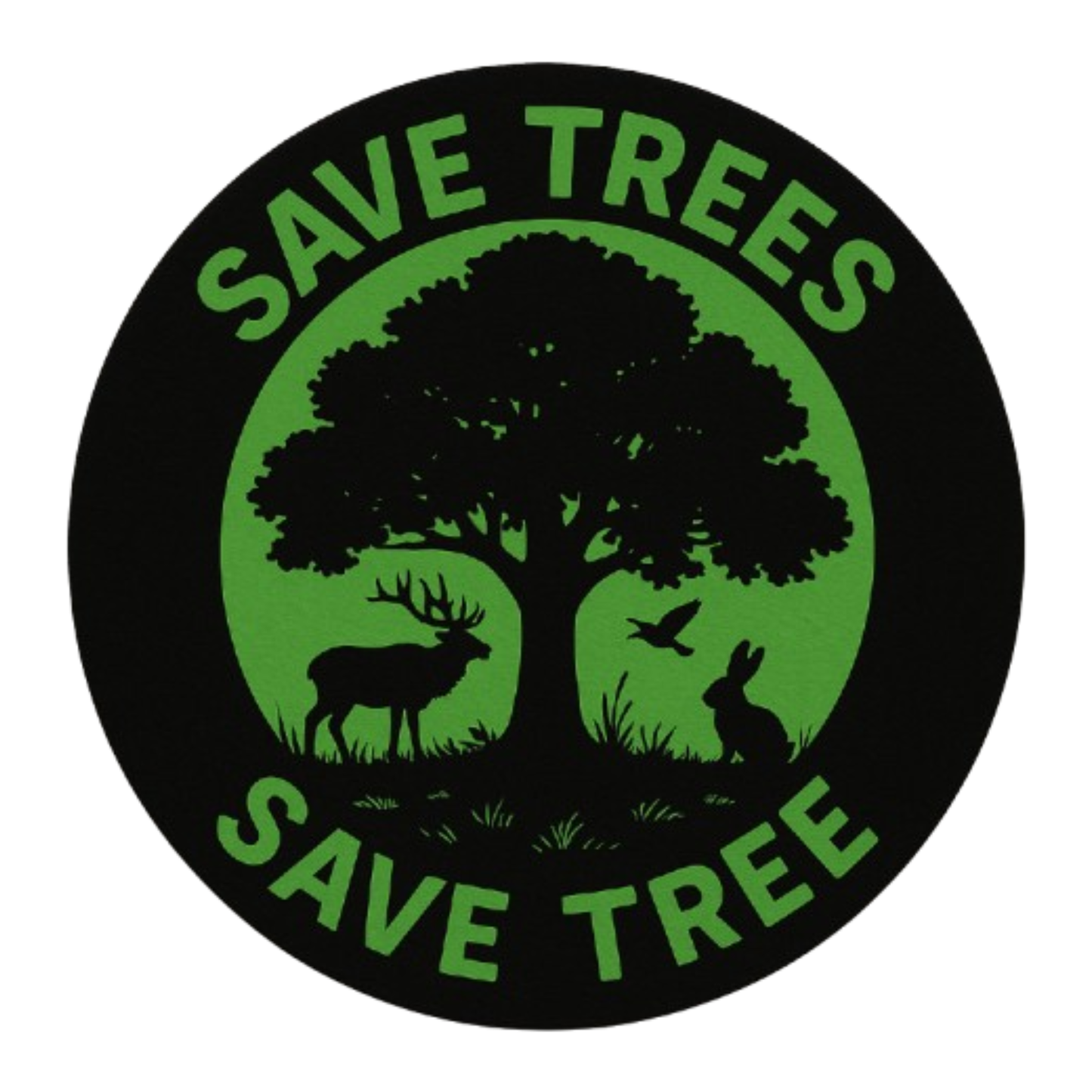 Smeeps Save Trees Save Tree Round Sticker | 14 x 14 cm | Nature Awareness Vinyl Decal for Car