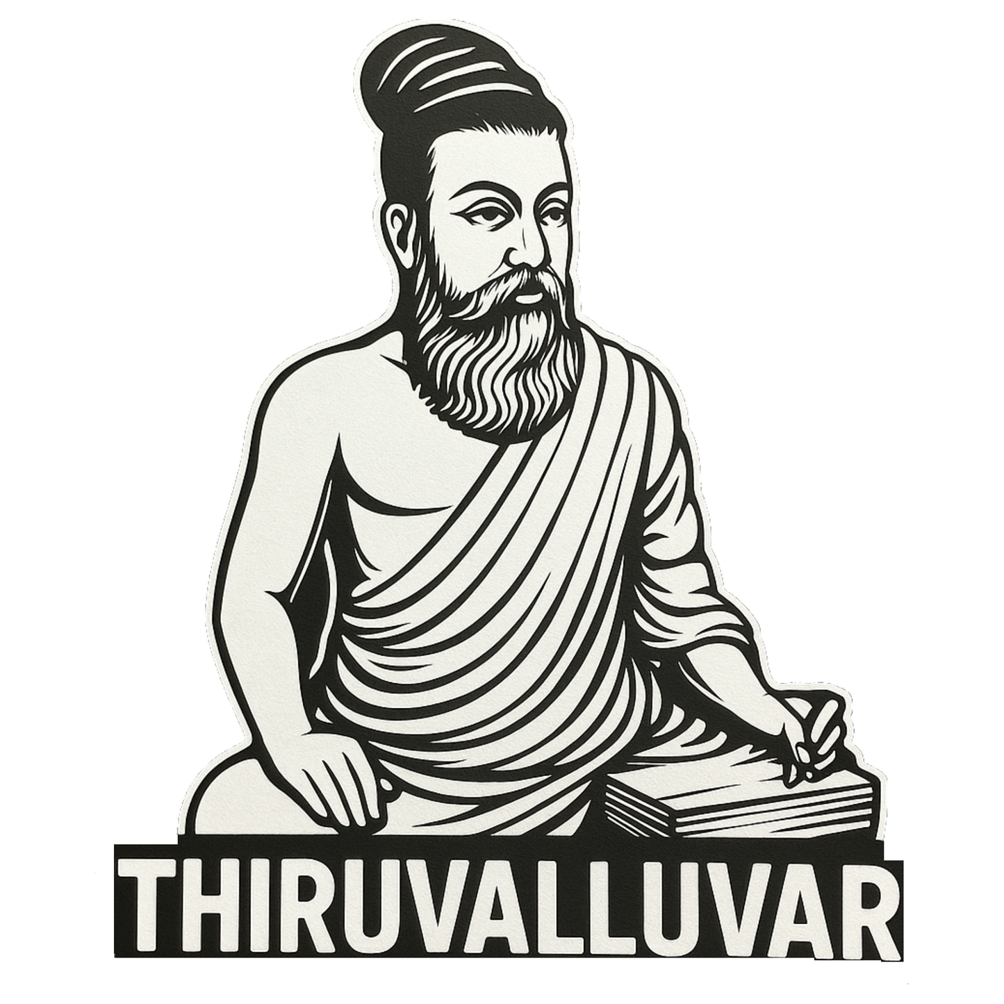 Smeeps Thiruvalluvar Car Sticker – Classic Monochrome Tamil Design – 7.62 x 10.16 cm | Premium Vinyl Decal for Cars