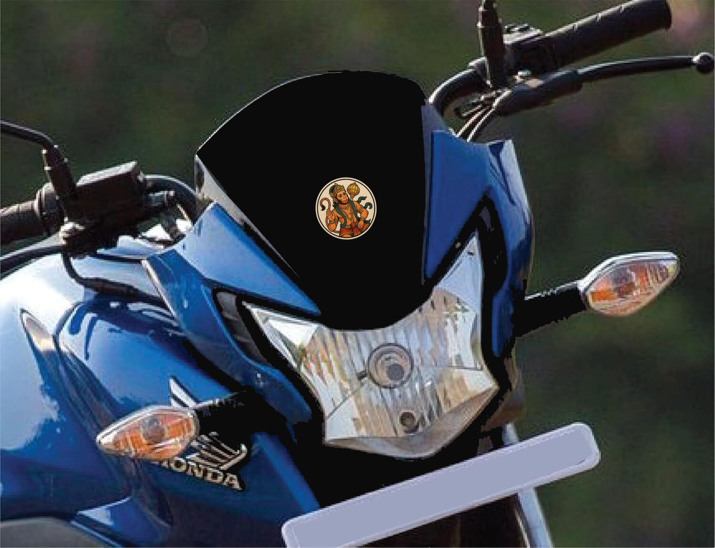 Hanuman Ji Blessing Pose Sticker – 7.62 x 7.62 cm | Spiritual Car & Bike Decal | Divine Energy On the Move