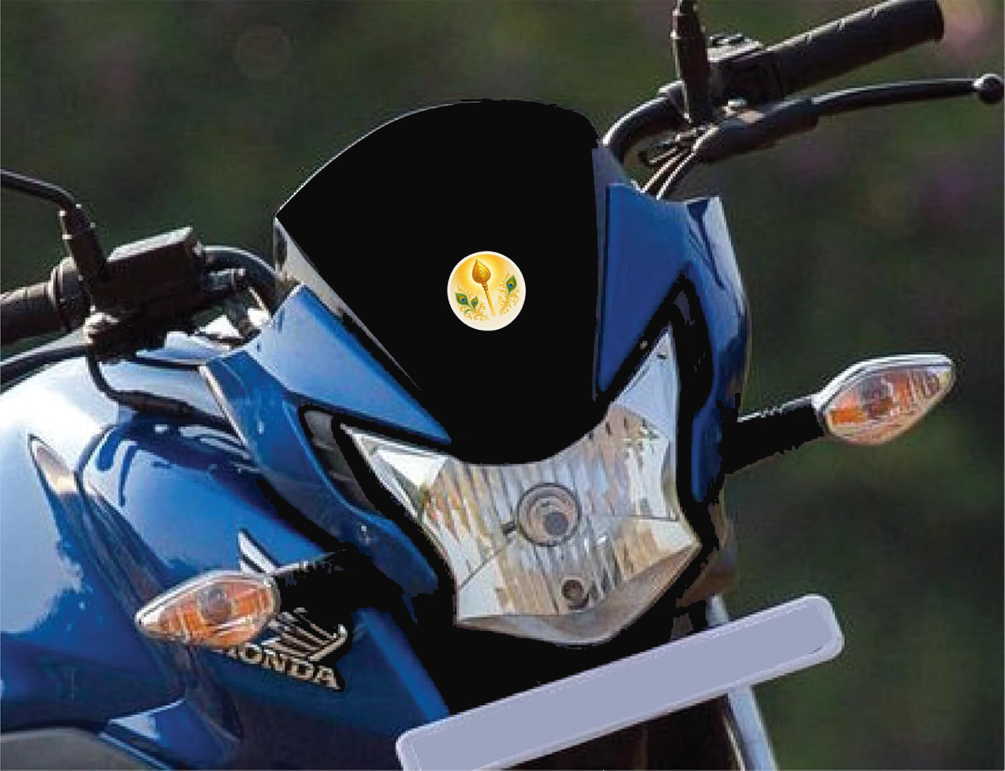Smeeps Golden Vel with Om Symbol & Peacock Feathers Sticker | 7.62 x 7.62 cm | For Car & Bike