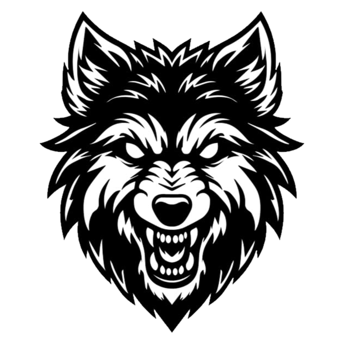 Smeeps Wolf Head Sticker – 14 x 17 cm | Bold Black & White Tribal Design | Fierce Animal Graphic for Cars