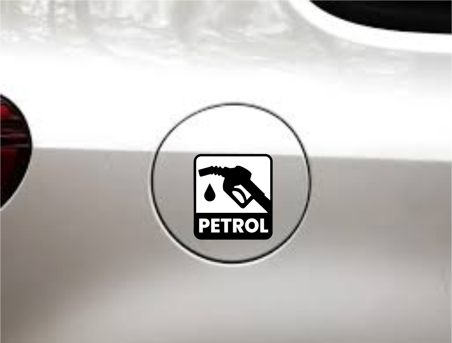 Petrol Type Indicator Sticker – 10.5 x 10.5 cm Square Design | Fuel Icon Label for Petrol Vehicles | Waterproof & Durable