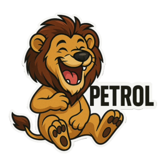 Laughing Lion Petrol Sticker – 10.16 x 12.7 cm | Bold Design for Cars | Waterproof & Durable