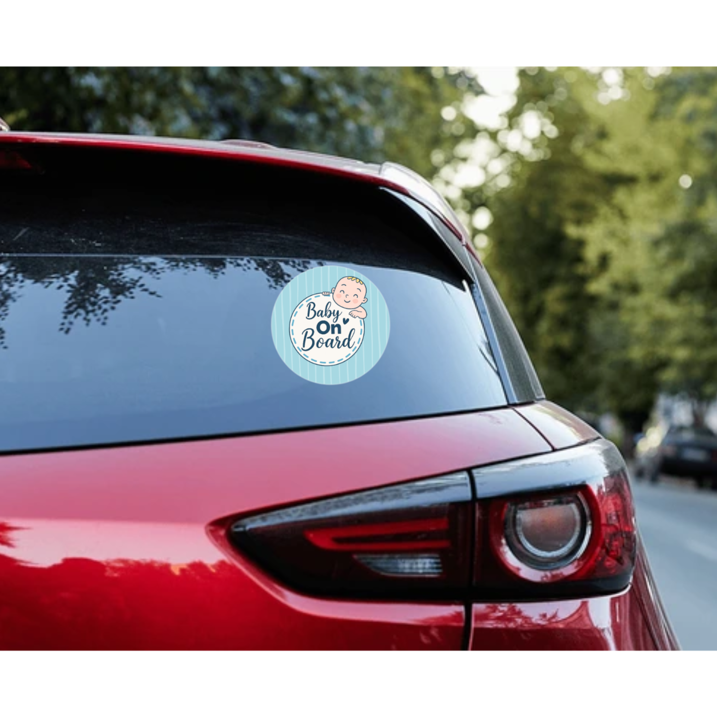 Smeeps Baby on Board Sticker – 15.24 cm Round | Soft Blue Pastel Design with Smiling Baby | Waterproof Car Safety Sign