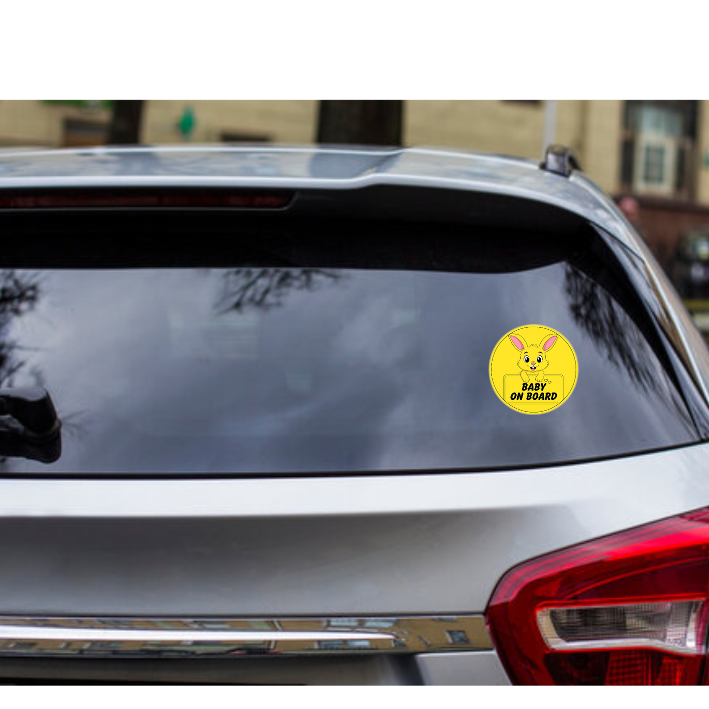 Smeeps Baby on Board Sticker – 15.24 cm Round | Cute Yellow Bunny Design | High-Visibility Safety Sign for Car Windows