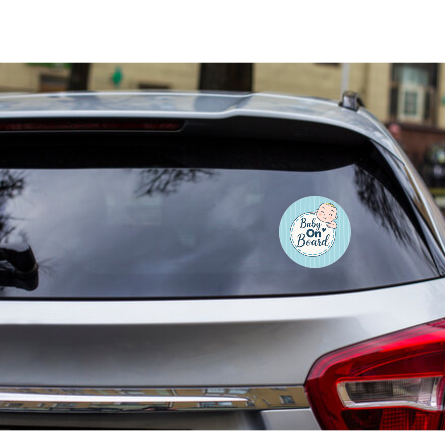Smeeps Baby on Board Sticker – 15.24 cm Round | Soft Blue Pastel Design with Smiling Baby | Waterproof Car Safety Sign