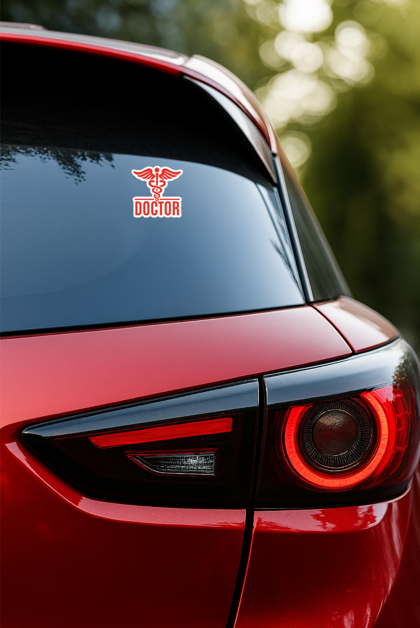 Smeeps Doctor Car Sticker – 10.16 x 9.7 cm Medical Symbol Decal for Car Identification – Red & White