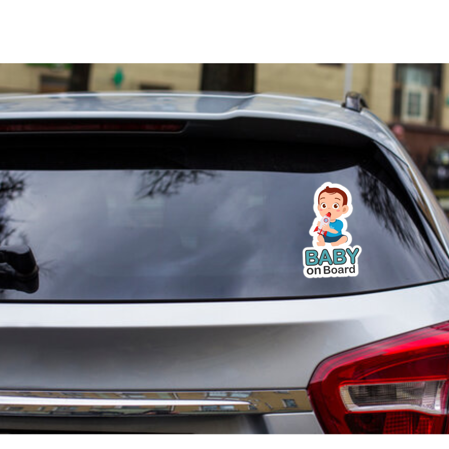 Pack of 2 | Smeeps Baby on Board Sticker – 14 x 8.6 cm | Cute Baby Boy with Rocket Design | Waterproof Vinyl Car Safety Sign