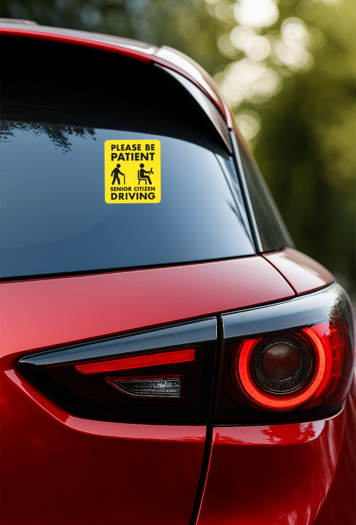 Smeeps Senior Citizen Driving Car Sticker – 14 x 12.7 cm Yellow Safety Alert Decal for Cars