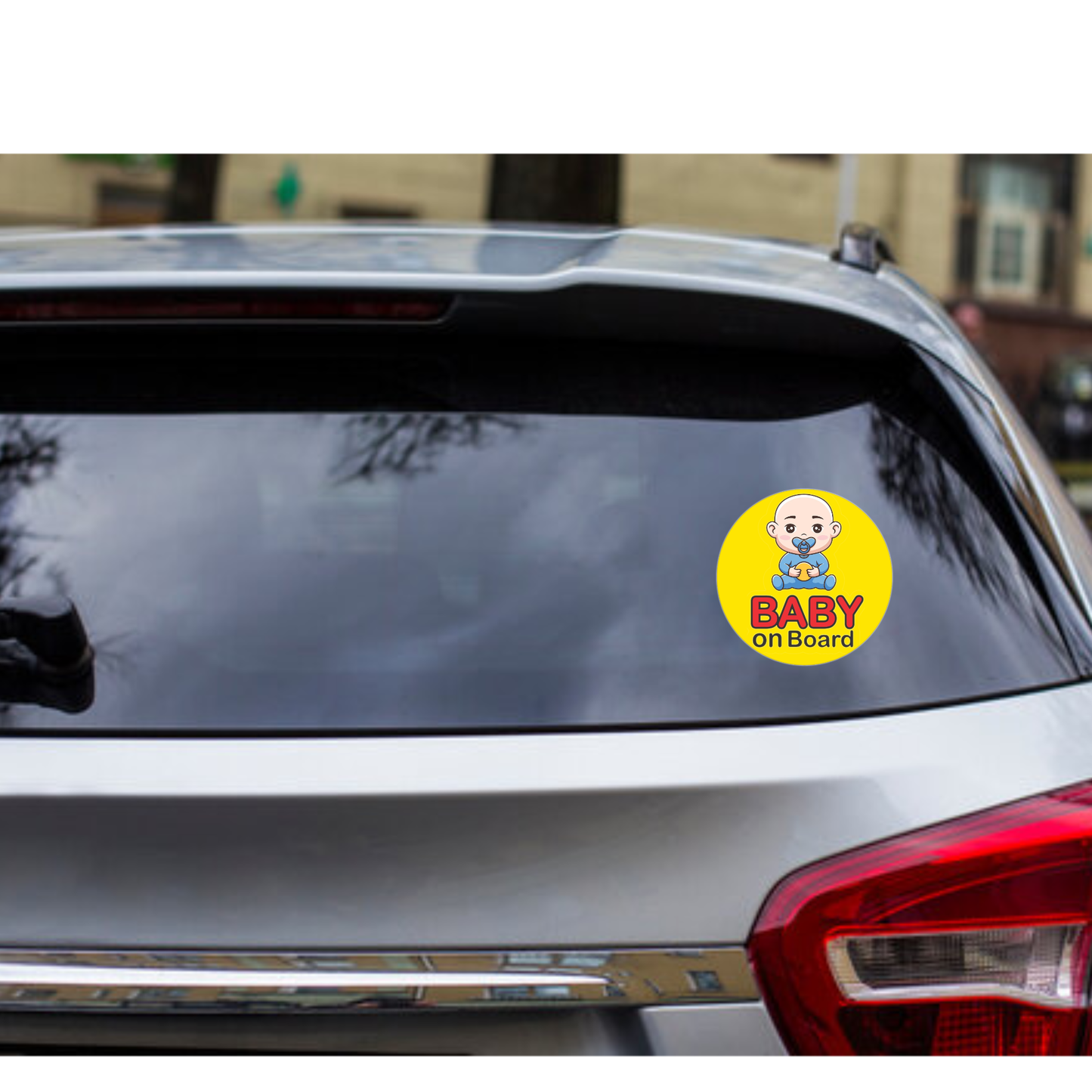 Smeeps Baby on Board Sticker – 15.24 cm Round | Cute Bald Baby with Pacifier & Ball | Waterproof Vinyl Car Safety Sign