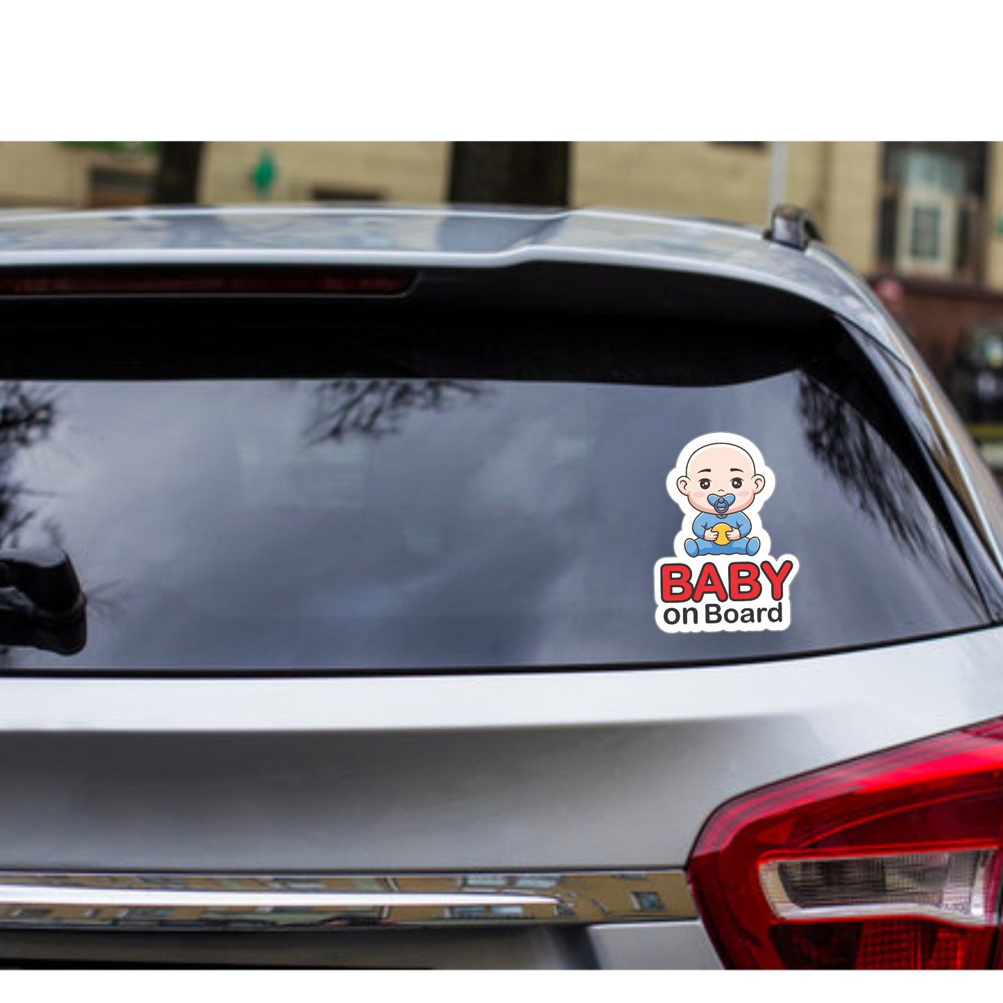 Pack of 2 | Smeeps Baby on Board Sticker – 14 x 12.3 cm | Cute Bald Baby with Toy Design | Waterproof Car Sign for Safety Awareness