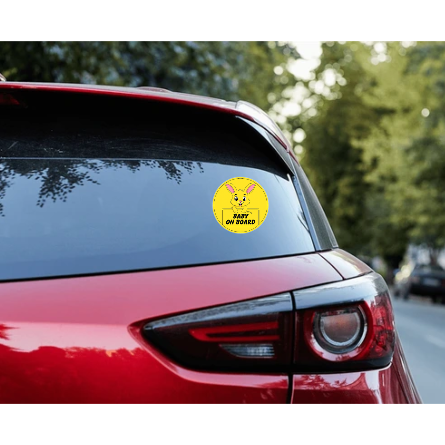 Smeeps Baby on Board Sticker – 15.24 cm Round | Cute Yellow Bunny Design | High-Visibility Safety Sign for Car Windows