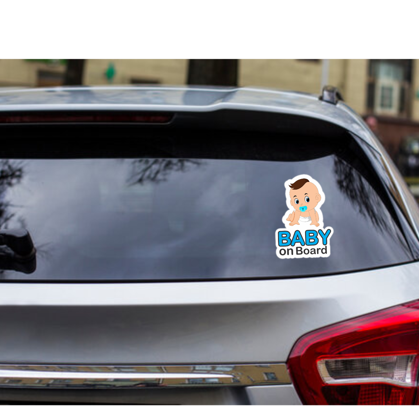 Pack of 2 | Smeeps Baby on Board Car Sticker, 14 x 9.57 cm Die-Cut Vinyl Decal – Crawling Baby with Pacifier Design, Waterproof & High Visibility for Safety Awareness