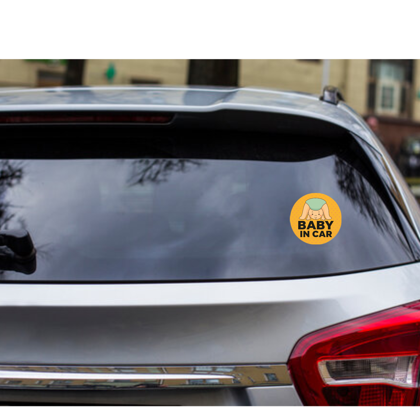 Pack of 2 | Smeeps Baby in Car Sticker – 15.24 cm Round | Cute Upside-Down Baby Design | Bright Orange Safety Sign for Vehicles