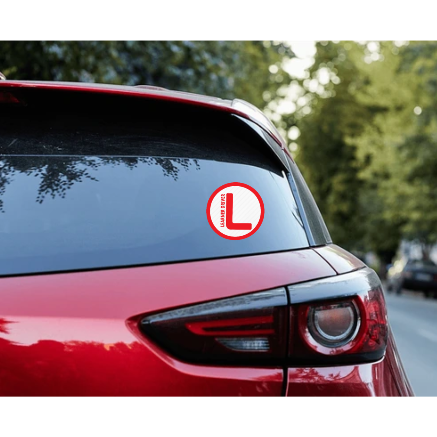 Smeeps Round Learner Driver Stickers (15.24 cm) – Bold "L" Plate with Text | Waterproof Vinyl, Car & Bike Compatible