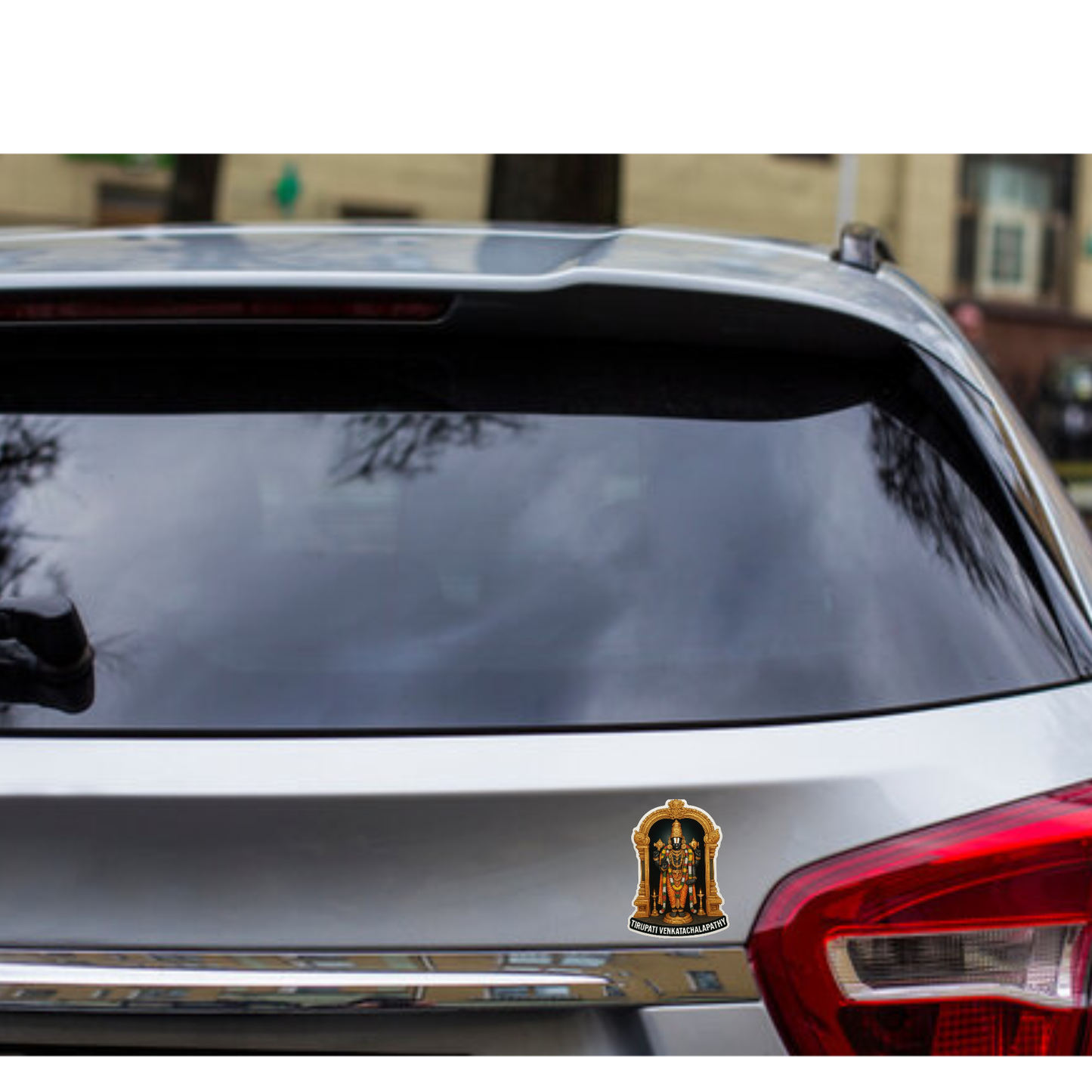Smeeps Tirupati Venkatachalapathy Car Sticker – Divine Temple Arch Design – 7.62 x 11.43 cm | Premium Vinyl Decal for Cars