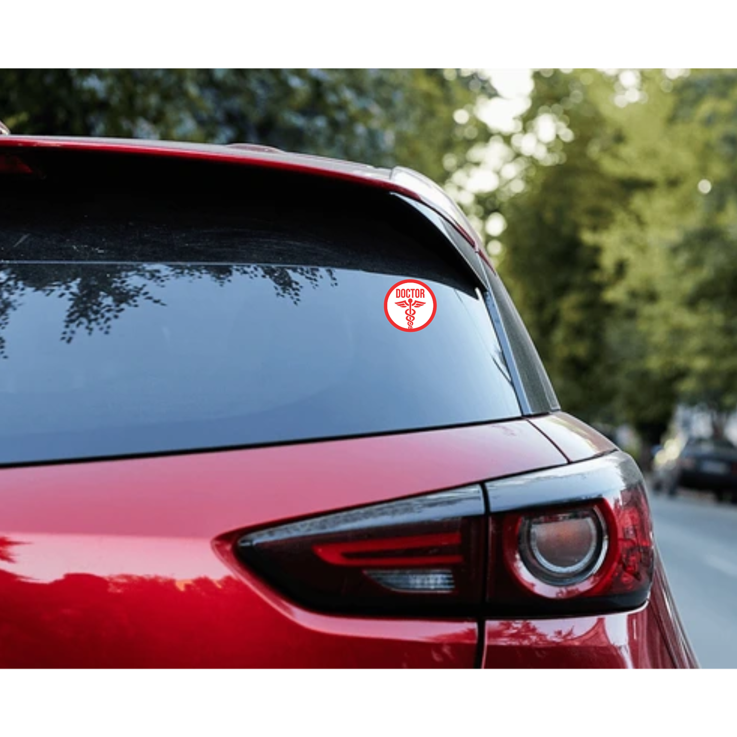 Smeeps Doctor on Duty Sticker – 9.5 x 9.5 cm Round Red Medical Symbol Decal | Waterproof Vinyl Car Sign for Emergency Vehicles