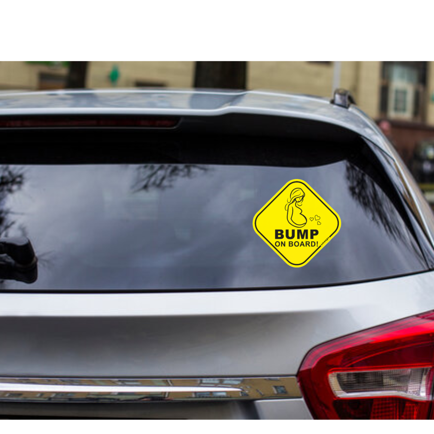 Pack of 2 | Smeeps Bump On Board Car Sticker – 15.24 cm Diamond-Shaped Maternity Safety Sign | Yellow & Black Vinyl Decal for Pregnant Moms