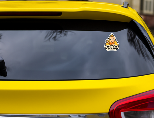 Smeeps Baby On Board Car Sticker – Cute Cartoon Baby Safety Sign | 10.16 x 11.43 cm Premium Vinyl Decal | Waterproof & Durable