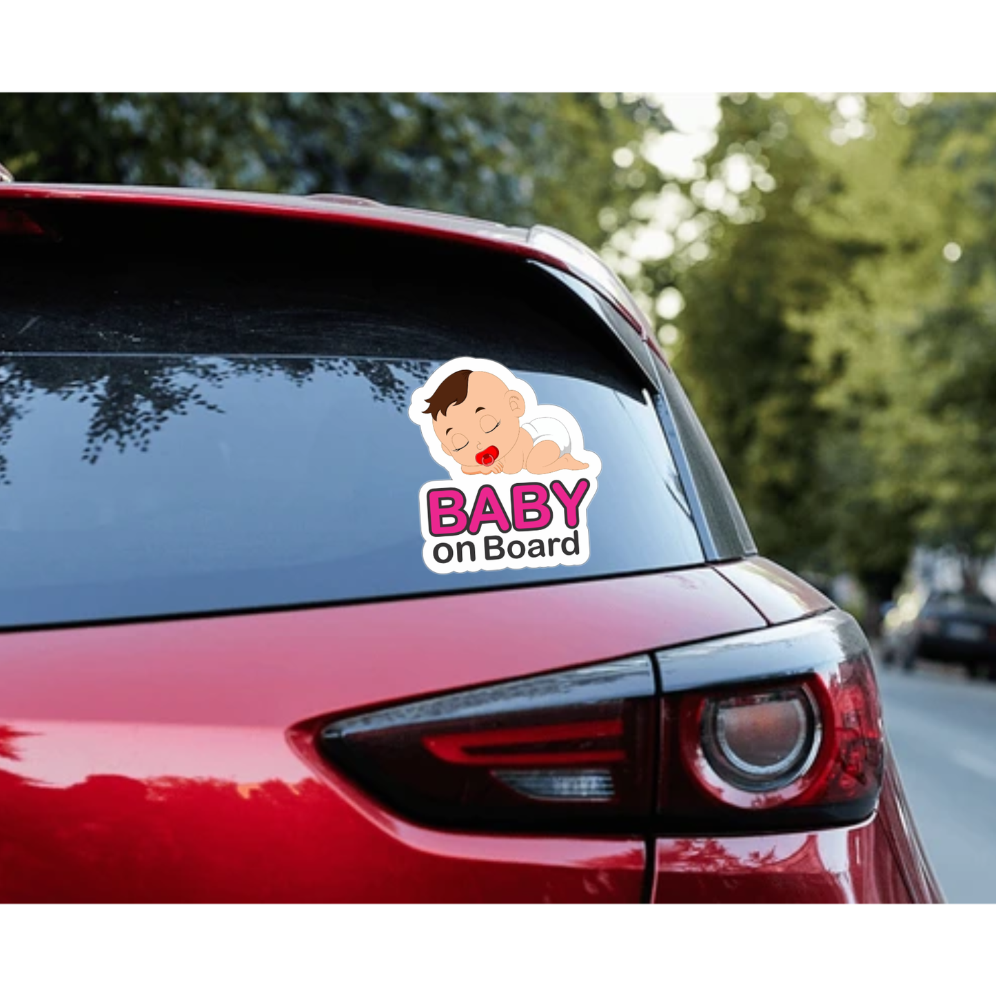 Pack of 2 | Smeeps Baby on Board Sticker – 14 x 12.3 cm | Cute Sleeping Baby Design with Pacifier | Waterproof Vinyl Car Safety Sign