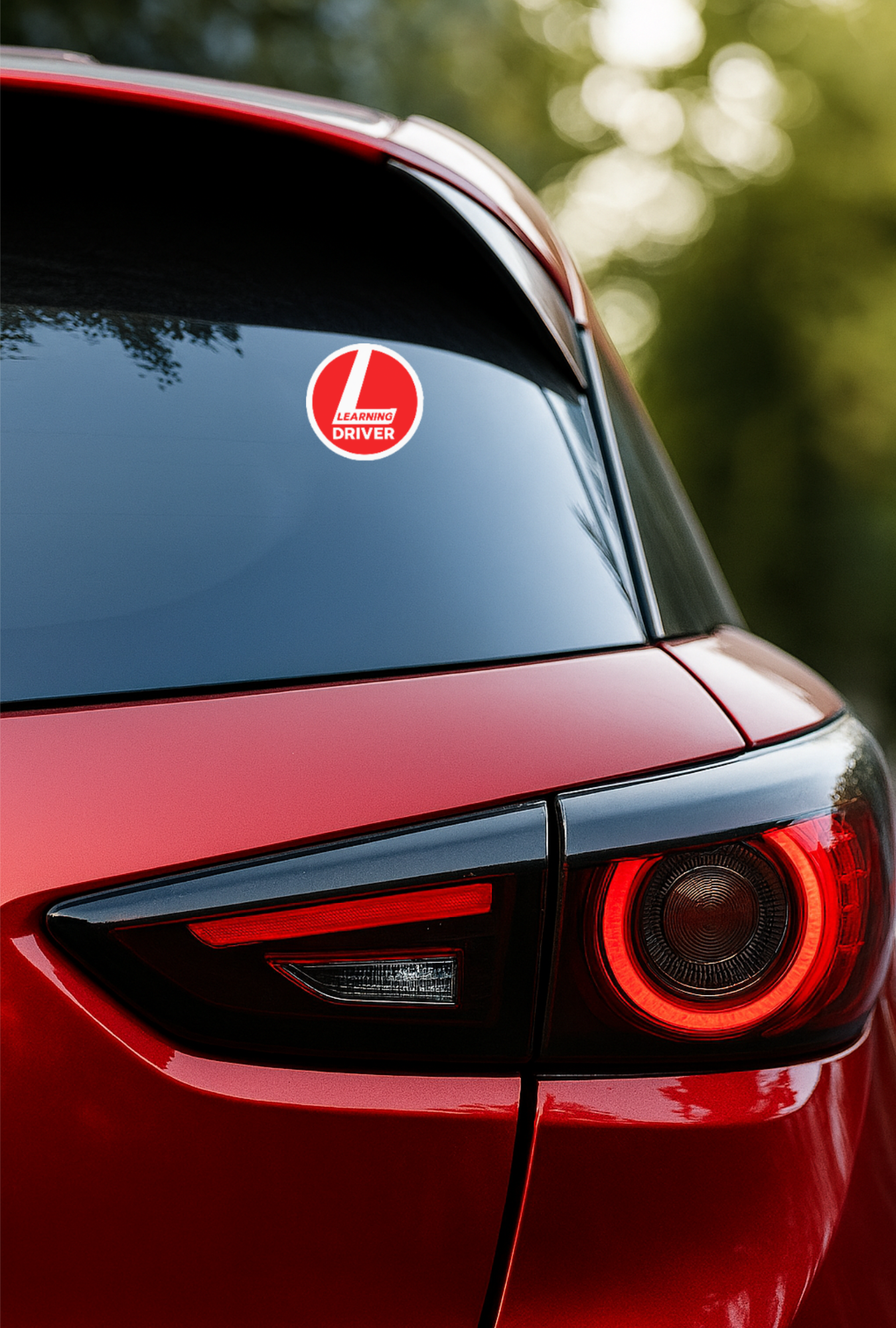 Smeeps Learning Driver Car Sticker – 14 x 14 cm Round Red L Board Safety Decal for Cars