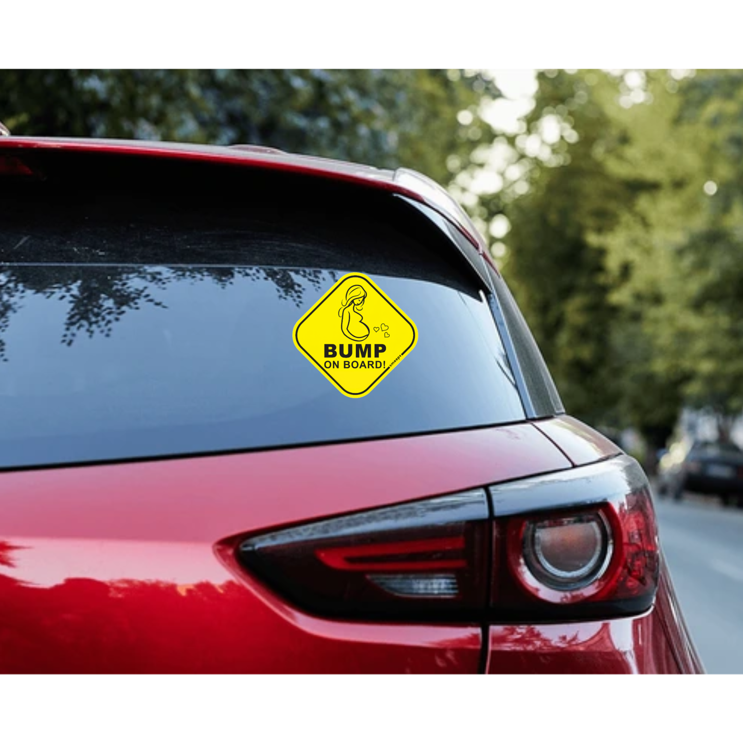 Pack of 2 | Smeeps Bump On Board Car Sticker – 15.24 cm Diamond-Shaped Maternity Safety Sign | Yellow & Black Vinyl Decal for Pregnant Moms