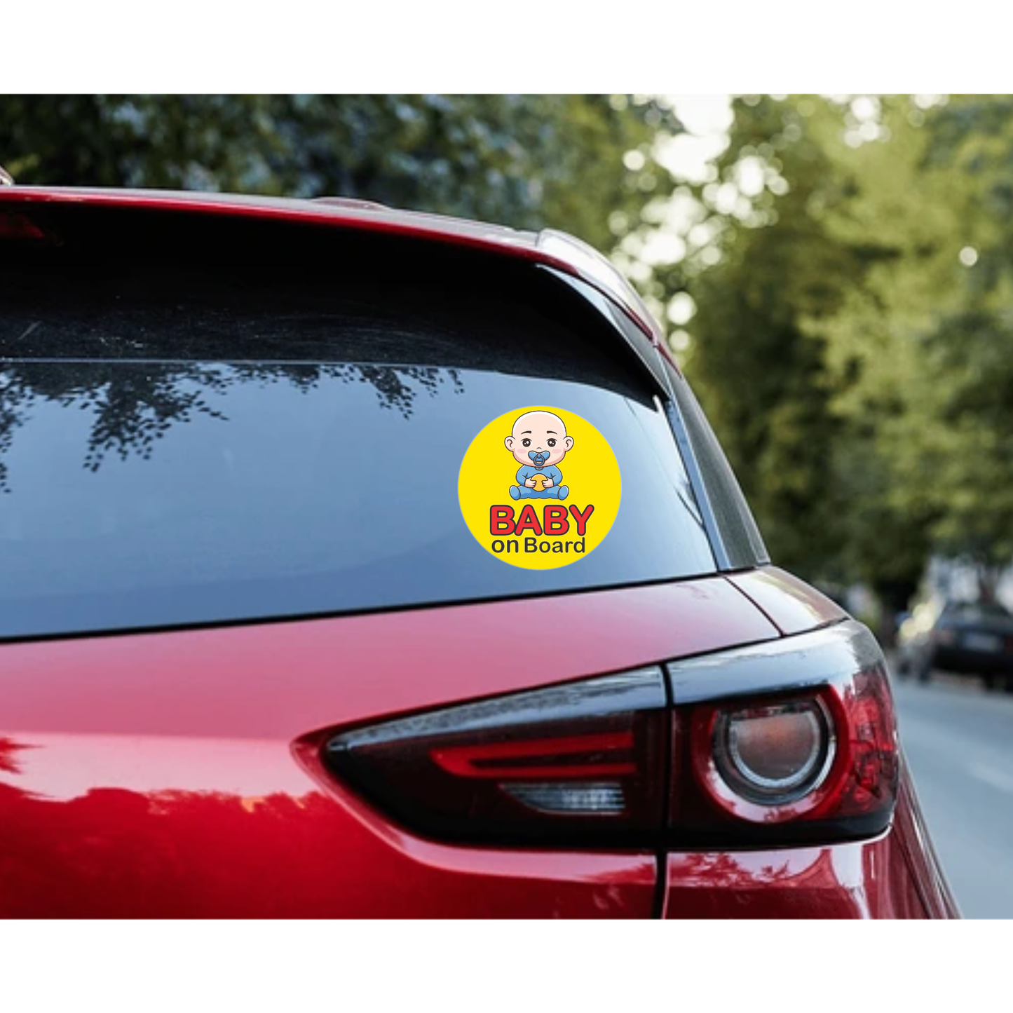 Smeeps Baby on Board Sticker – 15.24 cm Round | Cute Bald Baby with Pacifier & Ball | Waterproof Vinyl Car Safety Sign