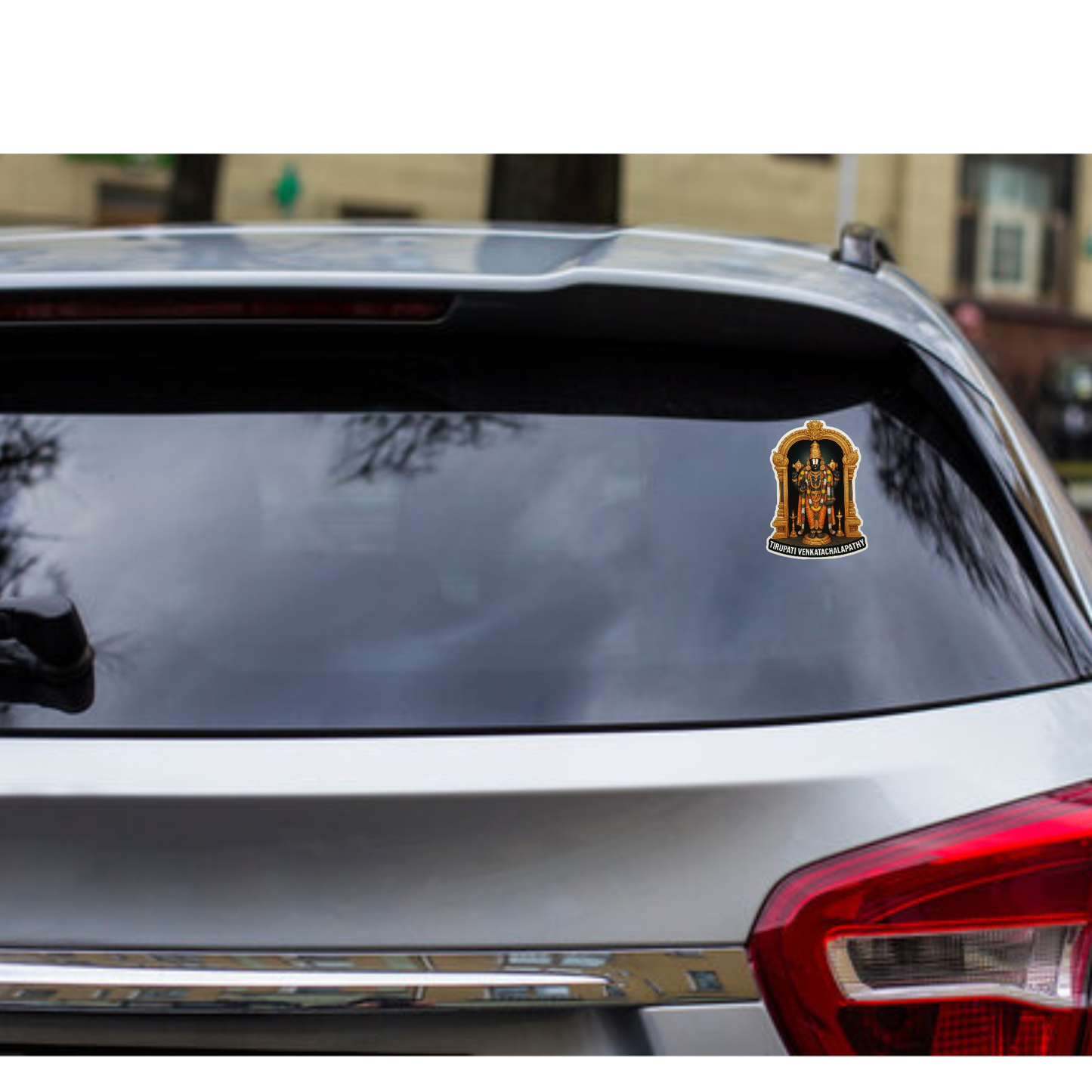 Smeeps Tirupati Venkatachalapathy Car Sticker – Divine Temple Arch Design – 7.62 x 11.43 cm | Premium Vinyl Decal for Cars