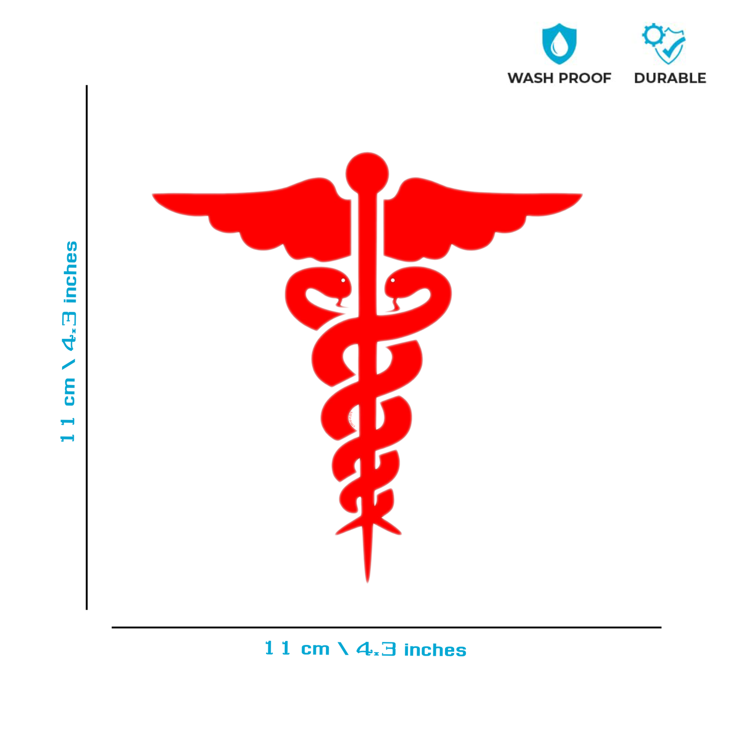 Smeeps Medical Symbol Vinyl Sticker – 11 cm Red Caduceus Decal | Doctor Nurse Ambulance Sign | Waterproof & UV-Resistant