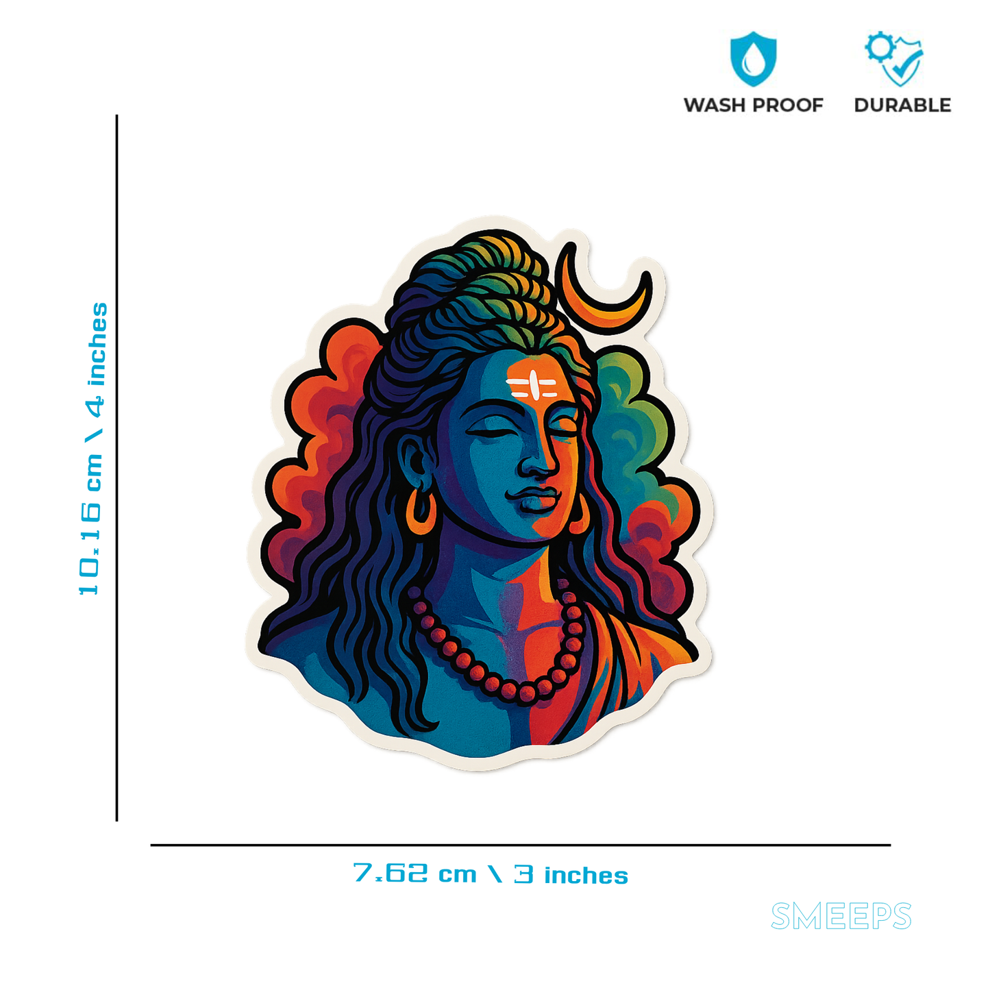 Smeeps Adiyogi Sticker – 10.16 x 7.62 cm | Divine Shiva Art | Premium Quality Vinyl for Cars & Bikes