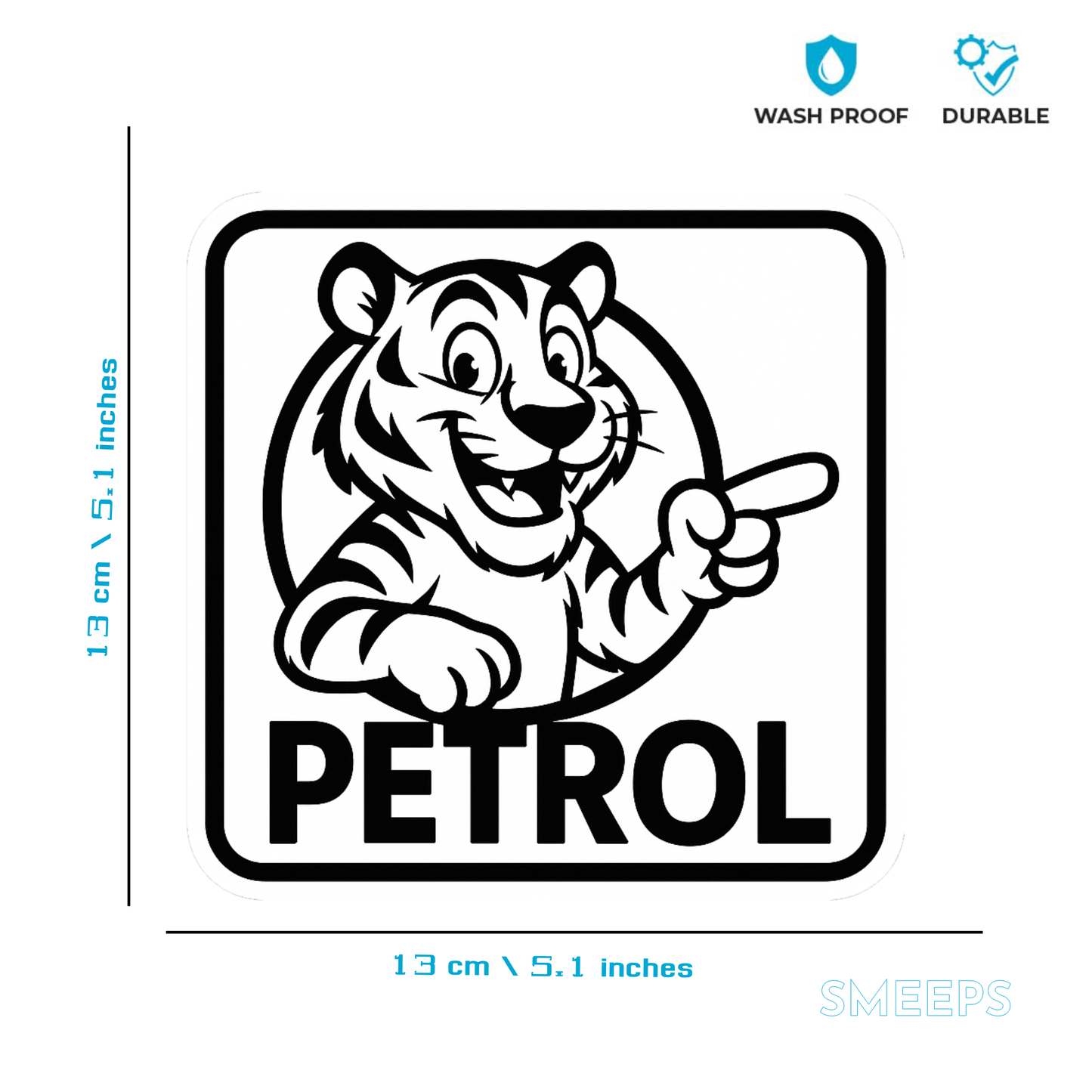 Red Tiger Petrol Sticker – 13 x 13 cm | Bold Cartoon Fuel Indicator | Waterproof Vinyl Decal for Cars
