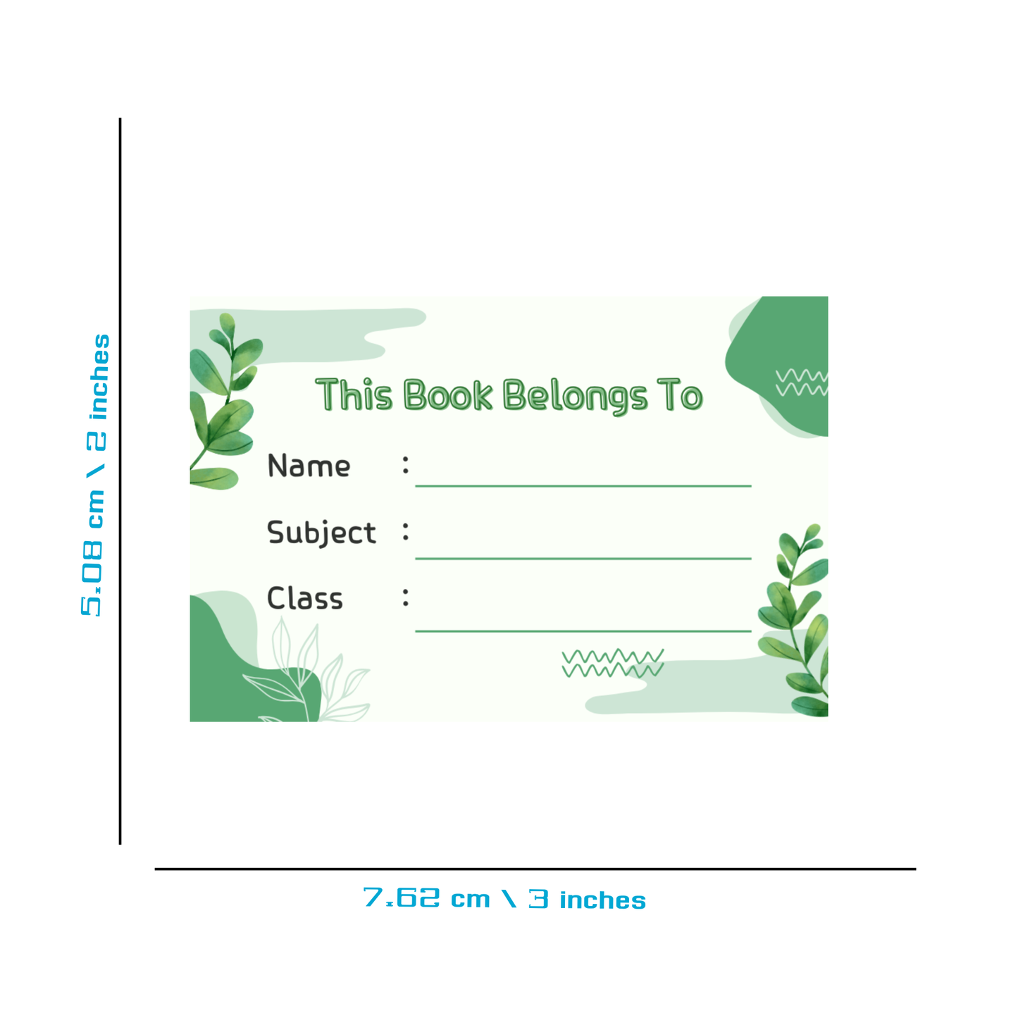 Pack of 24 |Smeeps Kids’ Nature-Themed Book Label Stickers – 7.62 x 5.08 cm – “This Book Belongs To” Writable Notebook Stickers with Leaves & Green Design | Name, Subject, Class | Pack of Eco-Inspired Labels