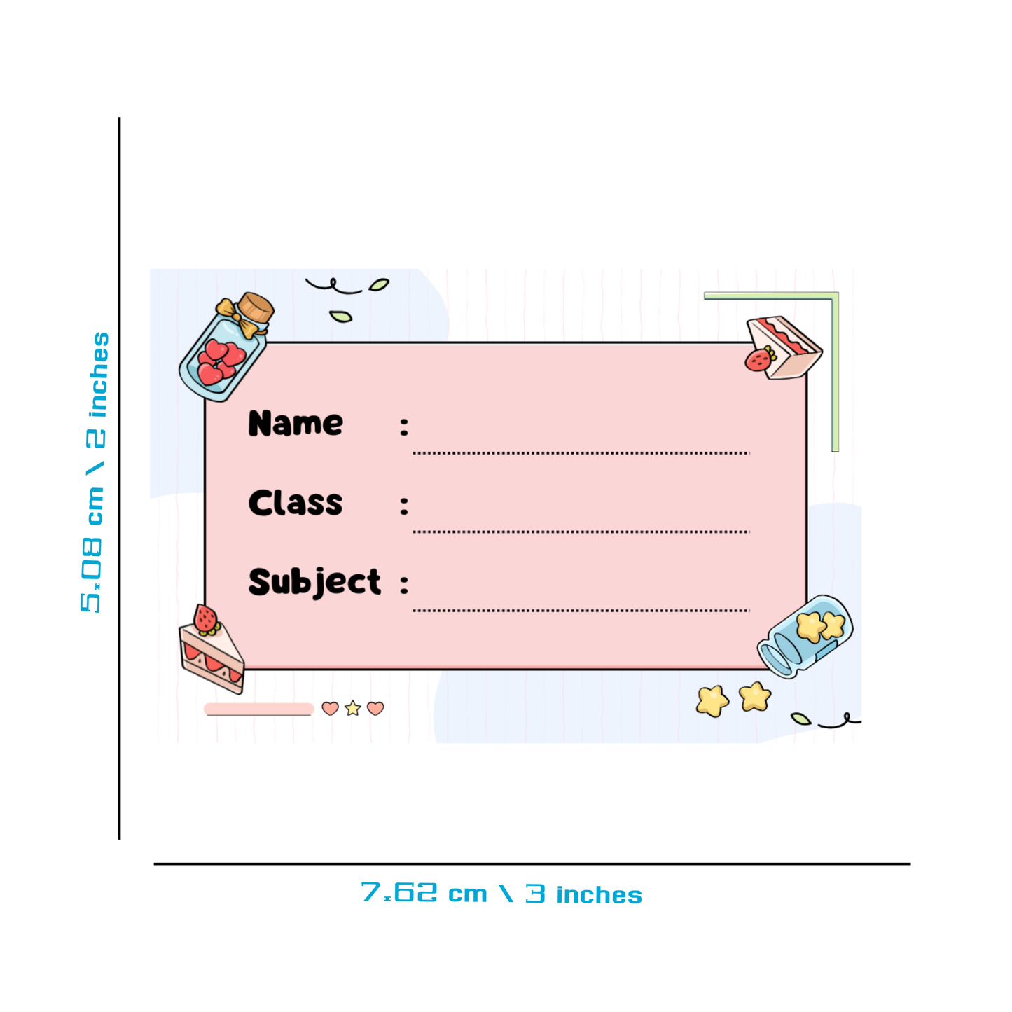 Pack of 24 |Smeeps Cute Dessert-Themed Book Label Stickers – 7.62 x 5.08 cm | Writable Stationery Labels for Kids – Name, Class & Subject