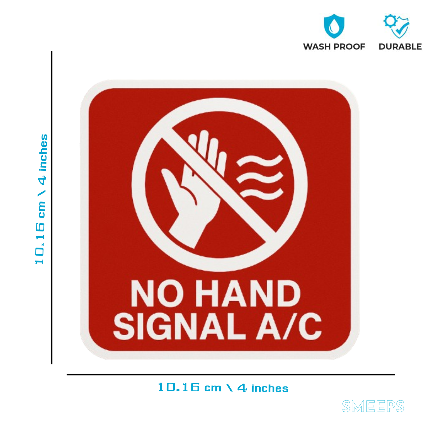 Smeeps No Hand Signal A/C Sticker – 4 x 4 inch | Red Safety Instruction Sign for Office & Industrial Spaces