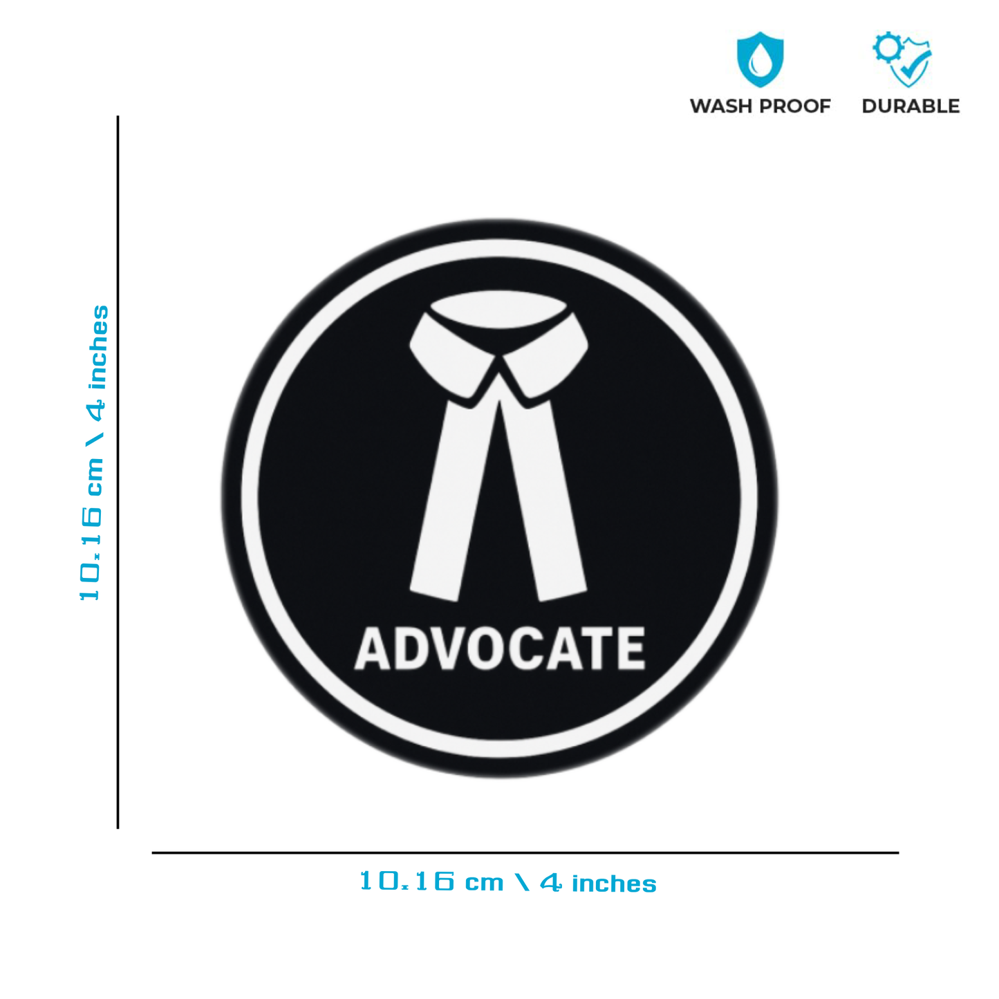 Smeeps Advocate Symbol Vinyl Sticker – 15.24 cm Round Black & White Lawyer Decal | Legal Professional Identity Tag for Car, Office, Laptop | Waterproof & UV-Resistant