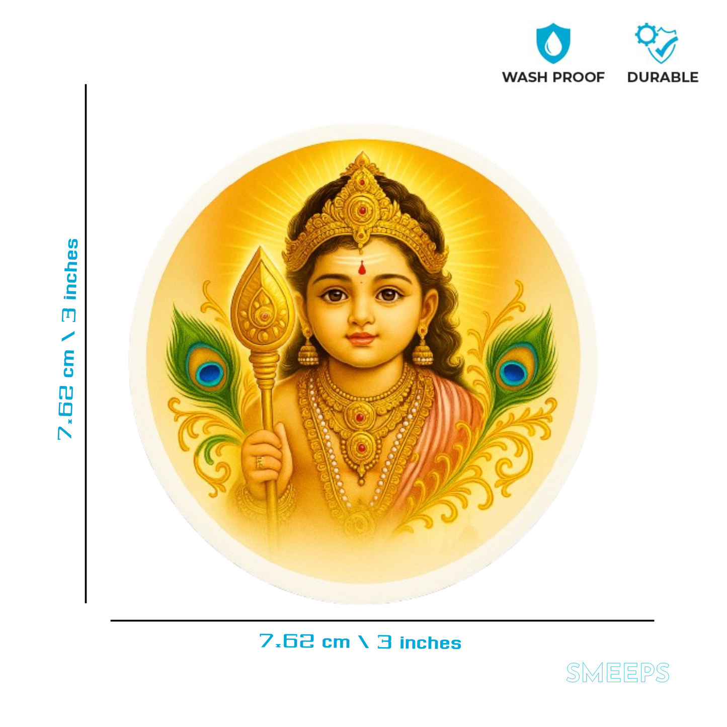 Smeeps Murugan Bala (Kid) Form Sticker – 7.62 x 7.62 cm | Divine Car & Bike Vinyl Decal