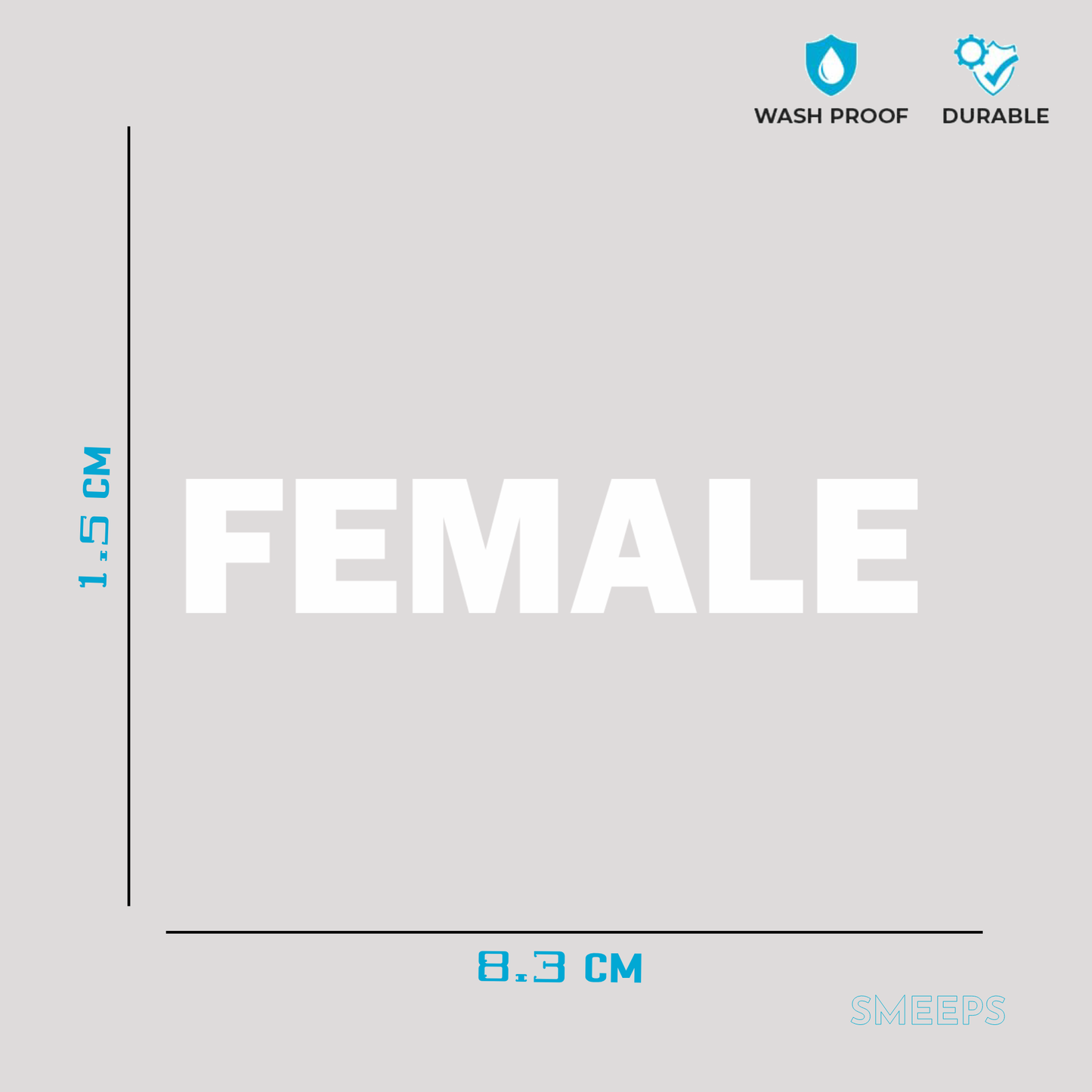 Smeeps Female Sticker – 8.3 x 1.5 cm White Text Vinyl Label | Waterproof, Durable Restroom Door Sign