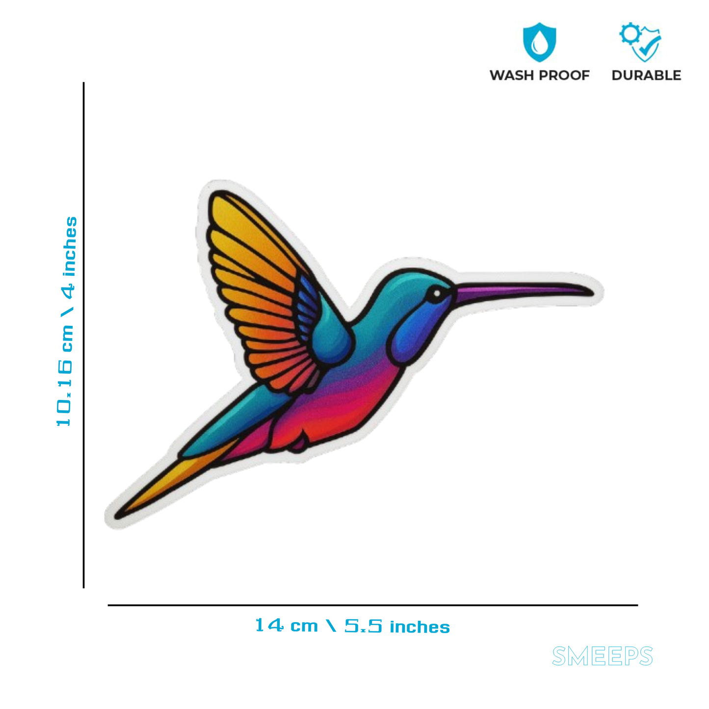 Smeeps Kingfisher Sticker – 10.16 x 14 cm Vibrant Bird Design | Multicolor Car Decal | Waterproof & Fade Resistant