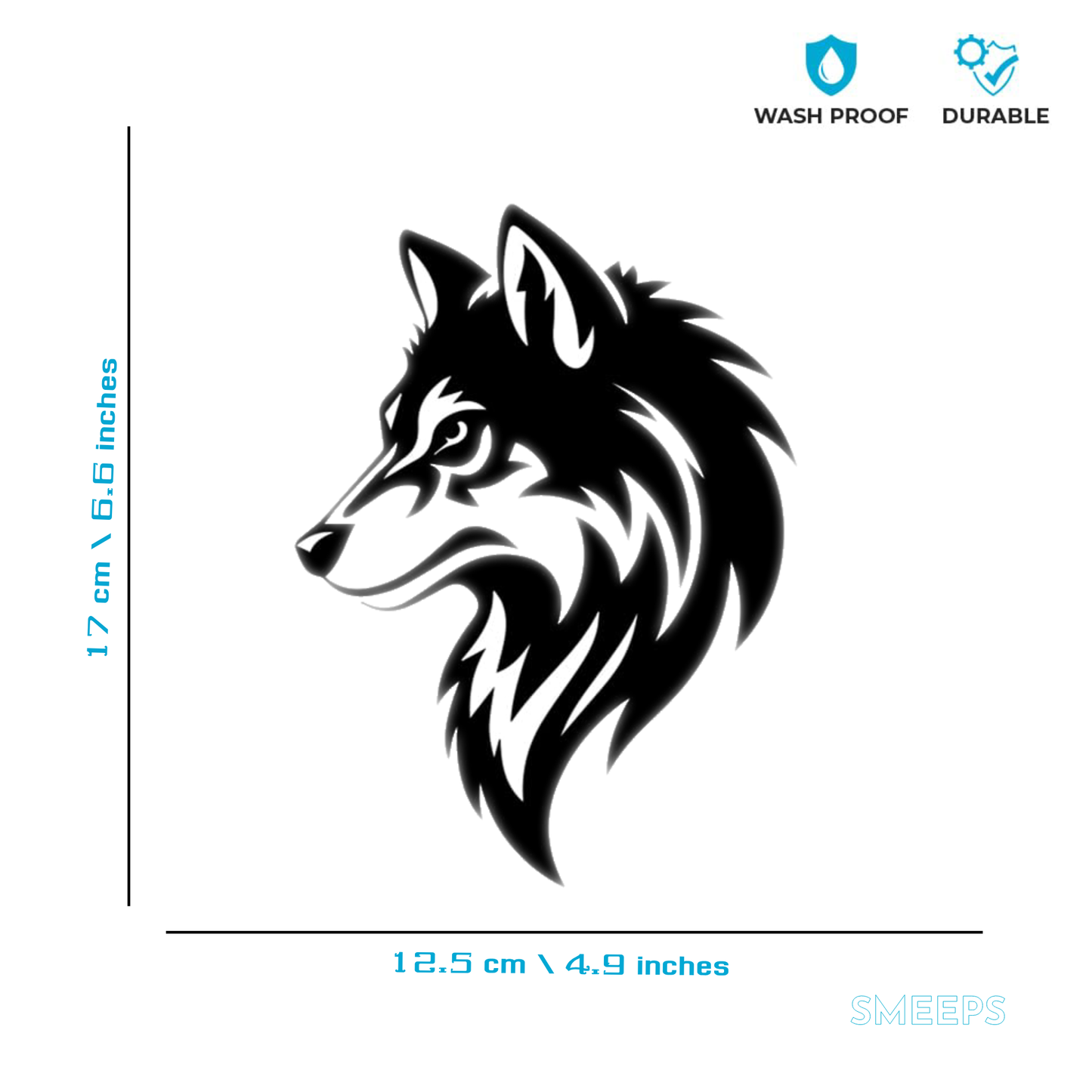 Smeeps Tribal Wolf Head Car Sticker – Sharp Look Design – 12.5 x 17 cm | Waterproof, UV-Proof Vinyl for Cars